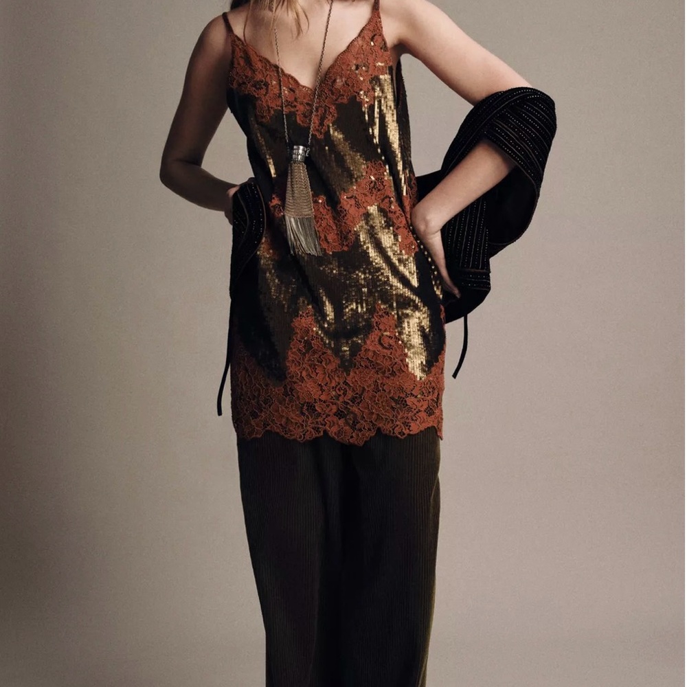 Zara Gold and Brown Sequin Dress